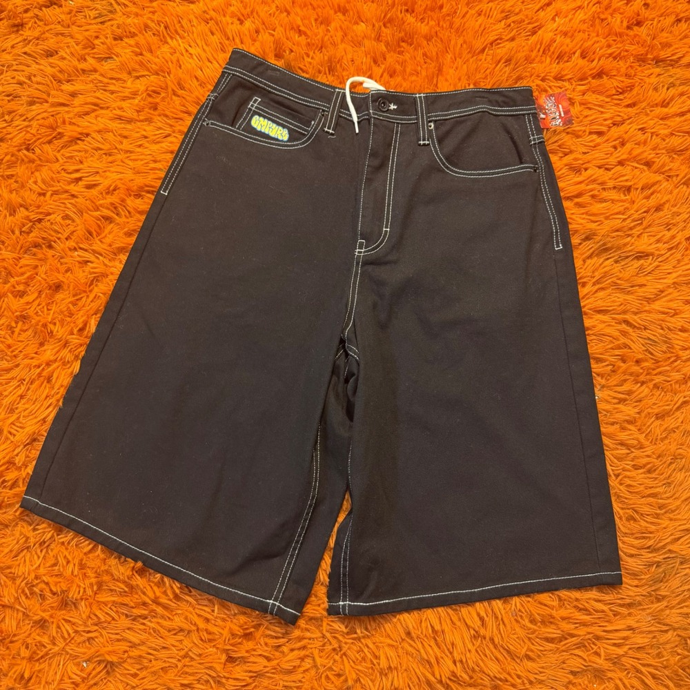 Empyre Mens Black Contrast Stitch Fire Hydrant Skate Shorts Size 32 Baggy Loose